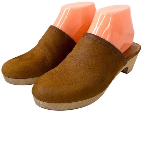 MADEWELL The Ruby Clogs in Suede and Wooden Block Heels in Tan Women's Size 6.5 - Picture 4 of 13